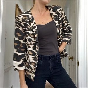 Abstract Animal Print Collarless Blazer by east5th